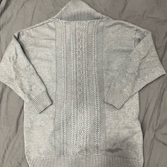 ZYIA Light Gray Ribbed & Cable Open-Front Cardigan - Picture 4 of 7